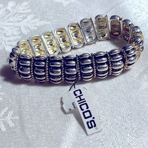 Chicos Flex Bracelet Silver/Gold Tone OSFA NWT Gorgeous